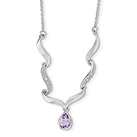 Polished Lobster Claw Closure Sterlingsilver Rhodium Plated With Amethyst and White Topaz W/2in. Ext. Necklace Jewelry for Women