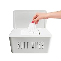 BUTT WIPES Dispenser for Bathroom, Upgrade Size(8.2L x 4.9W x 3.9H inches), Baby Wipes Dispenser Container Large Capacity Flushable Wipes Holder Box for Restroom