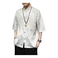 Satin Silk Men's Tang Collar Shirt Traditional Chinese Elegance
