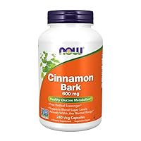 NOW Supplements, Cinnamon Bark 600 mg, Non-GMO Project Verified, Healthy Glucose Metabolism*, 240 Veg Capsules