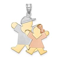 14k Yellow White and Rose Tri Gold Big Boy and Little GirlCustomize Personalize Engravable Charm Pendant Jewelry Gifts For Women or Men (Length 1.17