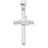 Sterling Silver Dove Cross Pendant Necklace Chain Included