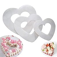 RAYNAG Set of 3 Heart-Shaped Cake Stencils Baking Templates Plastic Sheet Flat Bread Stencil Template 6/8/12 Inch Decor Stencil