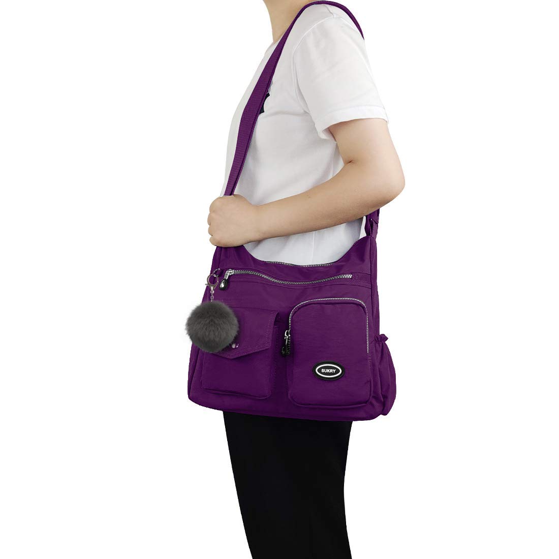 SUKRY Nylon Crossbody Bag for Women with Anti theft RFID Pocket, Waterproof Shoulder Bag Travel Purses and Handbag