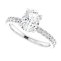 JEWELERYIUM Excellent Oval Brilliant Cut 2 Carat, Moissanite Diamond Promise Ring, 4-Prong Set, Eternity Sterling Silver Ring, Valentine's Day Jewelry Gift, Customized Ring for Her