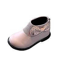 Boot Toddler Size 6 Winter Girls Boots Round Toe Flat Sole Thick Sole Non Slip Back Zipper Cute Kids Girls Boots Size 2