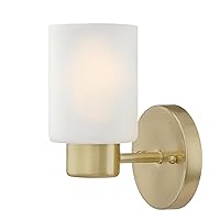 Westinghouse Lighting 6126400 Sylvestre Transitional One Light Wall Fixture, Champagne Brass Finish, Frosted Glass
