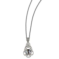 Stainless Steel Polished Simulated Abalone With 2in. Ext Necklace 16 Inch Jewelry for Women