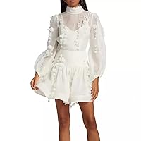HOT Fashionista Petal Linen-Silk Blouse Mini Dress