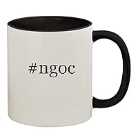 #ngoc - 11oz Ceramic Colored Handle and Inside Coffee Mug Cup, Black