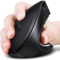 Ergonomic Mouse Wireless,Ergo Mouse Vertical Mouse 6 Buttons 3 Adjustable DPI 1000/1200/1600 Levels,Sideways Mouse Right Handed for PC Laptop（Battery Black