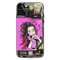 ONNAT-LED Light-up Phone Case for iPhone 15 Series - Fashionable Anime Design Mirror-Like Glass Back Incoming Call and Notification Flash TPU Shock-Absorbing Frame (15pro,STYLE1)