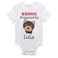 Warning Protected by Yorkshire Terrier baby gifts Personalized dog sibling baby clothes