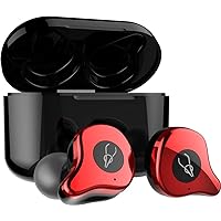 Tuanzi Sabbat E12 3D Clear Sound True Wireless Earphone Sport HiFi Stereo Earbuds Blutooth 5.0 TWS Stereo Earphones A week's Endurance with Built-in Mic Charging Case (Martha Red)