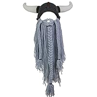 YEKEYI Big Horn Viking Hat Beanie Beard Viking Knit Hat Barbarian Funny Ski Cap Funny Halloween hat Christmas hat