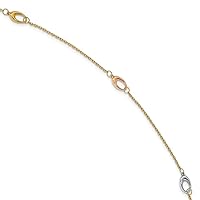 14k Tri-color Polished with 1in ext. Anklet