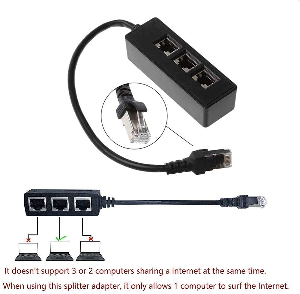 vienon RJ45 Network Splitter Adapter Cable, RJ45 1 Male to 3 Female Socket Port LAN Ethernet Network Splitter Y Adapter Cable Suitable for Super Category 5 Ethernet, Category 6 Ethernet and More