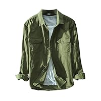 Cotton Spandex Man Denim Shirt Spring Autumn Long Sleeve Male Pocket green8 Men Casual Cowboy Shirts