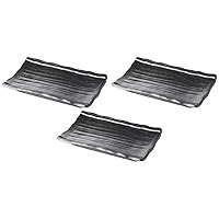 Set of 3 Silver Color Black Wood Grain Pottery Plates [8.2 x 5.0 x 1.2 inches (20.8 x 12.8 x 3 cm) | Baking Plates