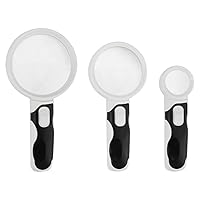 Magnifying Glass with Light Illuminated Lighted Magnifier for Macular Degeneration Seniors Reading Jewelry Stamp Inspection Coins（2.5X + 5X + 16X）