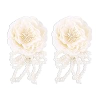 DOUBNINE Flower Tassel Earrings Dangle Drop Handmade Beads Bow Bohemian Wedding Floral Earrings for Women
