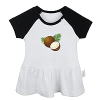 Fruit Coconut Pattern Cute Dresses, Newborn Infant Baby Girls Princess Dress, Kids Novelty Ruffles Cotton Clothes
