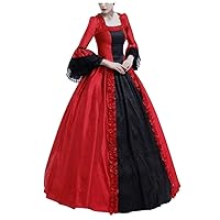 Print Gothic Gowns Sleeve Winter Women Dress Gowns Flare Retro Floral Fall Women's Dress Women Dress