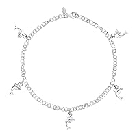 Savlano 925 Sterling Silver 10 Inches Pendant Charm Chain Summer Anklet for Women & Girls Comes With Gift Box