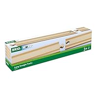BRIO World 33341 - Long Straight Tracks - 4 Piece Wooden Train Tracks for Kids Ages 3 and Up