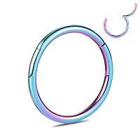 PEAKLINK Septum Ring G23 Septum Jewelry Higned Segment Seamless Clicker Ring Daith Earrings Nose Ring Titanium Conch Piercing Jewelry Helix Cartilage Tragus Rook Lip Lobe Hoop Earrings