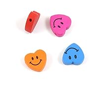 Price per 5 Pieces Sewing Sew On Buttons AD1 Mixed Smile Heart Punch for clothes in bulk wood wooden Clothing