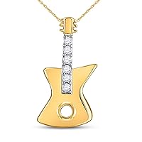 The Diamond Deal 10kt Yellow Gold Womens Round Diamond Electric Guitar Music Instrument Pendant 1/20 Cttw