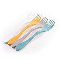 Eco Fork Open Stock, Bulk 12 Piece Set, White Reusable Bamboo