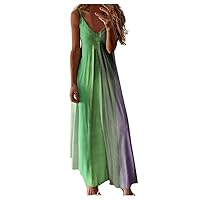 XJYIOEWT Maxi Dresses for Women 2024 Petite, V- Plus Loose Long Size Stripe Dress Dress Women's Ladies Sleeveless Maxi