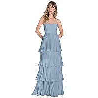 Plus Size Prom Dresses for Women Strapless Dusty Blue Cocktail Dress Tiered Ruffle Sweetheart Formal Gowns Size 20W