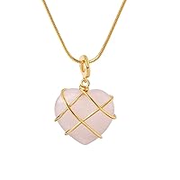 Pink White Diamond Castle Necklace Heart Shape Pendant with Wire Wrap for Kids Girls Women Cute Lovely Jewelry Present
