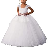 Elegant Pageant Lace Flower Little Girl Dresses First Communion Girls Dress 2-12Years White US10