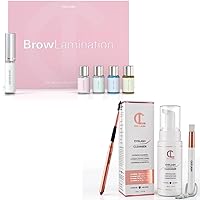 Brow Lamination Kit & Lash Shampoo Foaming Cleanser | Professional DIY Eyebrow Lamination with Keratin Conditioning for Fuller Brows | Gentle Foam Wash for Eyelash Extensions | Paraben & Sulfate Free