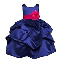 Pink Promise Navy Flower Girl Wedding Christmas Holiday Pick Up Dress with Bow