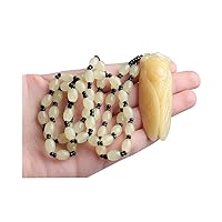 Acxico 1 pcs Natural Yellow Jade Cicada Carved Amulet Lucky Pendant Beads Necklace