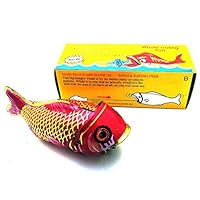Spring Wind-up Tin Toy, Retro Clockwork Tinplate Playthings Large Fish Eating Small Fish, Adult Collection Gift Stocking Stuffers
