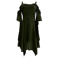 Gothic Dress Sexy Off The Shoulder Plus Size V Neck Mini Dress Elegant Vintage Button Down Smocked Flowy Short Dress