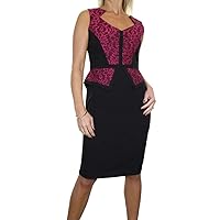 Ladies Lace Front Pencil Peplum Dress Fully Lined US 4-8