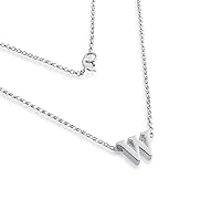Initial Letter W Personalized Serif Font Small Pendant Necklace Thin 1mm Chain Holiday Gift Jewelry Gift