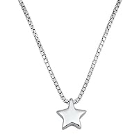 Created Star Pendant Necklace 925 Sterling Silver 14K White Gold Over for Women's & Girl's