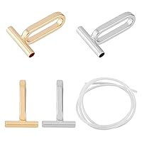 SUPERFINDINGS 4PCS 2 Colors Alloy Pin to Pendant Converter Brooch Converters with 1 Set 49.5cm Silicone Tube Hose for Changing Brooches Pins to Pendant