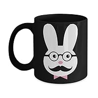 Easter Bunny Mug Nerd Costume Ears Glasses and Mustache Funny Coffee Cup