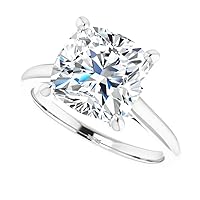 14K Solid White Gold Handmade Engagement Ring 3 CT Cushion Cut Moissanite Diamond Solitaire Wedding/Bridal Ring for Women/Her Best Ring