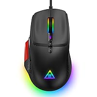 EKSA Gaming Mouse Wired, 90g PC Gaming Mice with 200-12000 DPI Adjustable, 9 Programmable Buttons, 12 RGB Backlit, Sniper Button, Ergonomic Computer Mouse for Windows/PC/Mac/Laptop