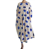 ZOCAVIA Plus Size Maxi Dress Maxi Summer Dresses for Women Floral Dress Boho Short Sleeve Maxi Dress Casual Dress Crewneck Dress Petals-Blue 5XL